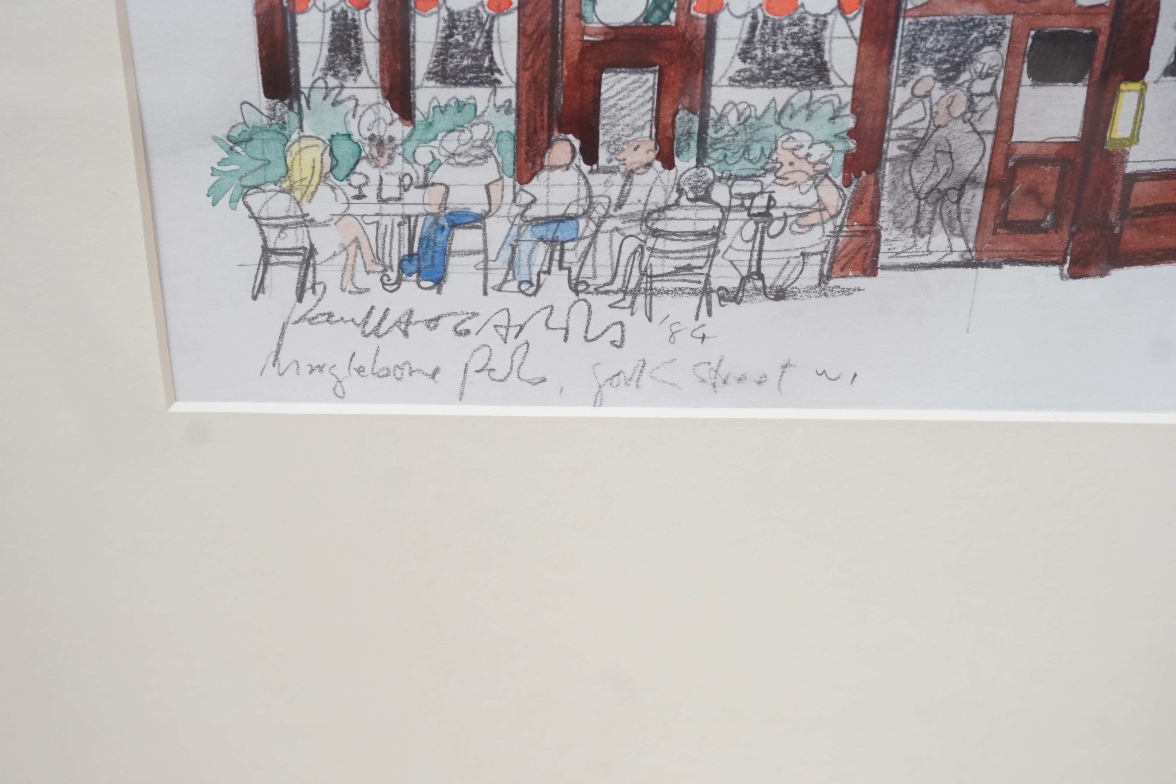 Paul Hogarth (1917-2001), watercolour, 'Marylebone Pub, York Street', signed in pencil and dated '84, 37 x 32cm